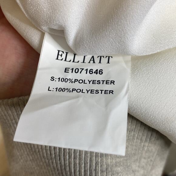 NWT Ellliatt Camo ASYMMETRIC Ivory White SATIN Halter DRAPED Cocktail Mini DRESS - Picture 6 of 9